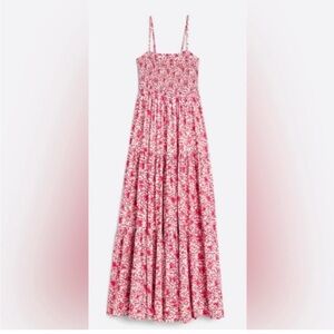 Paola Smocked Tiered Red Floral Maxi Dress